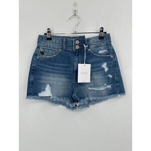 Kancan High Rise Distressed Denim Shorts Size XS NWT